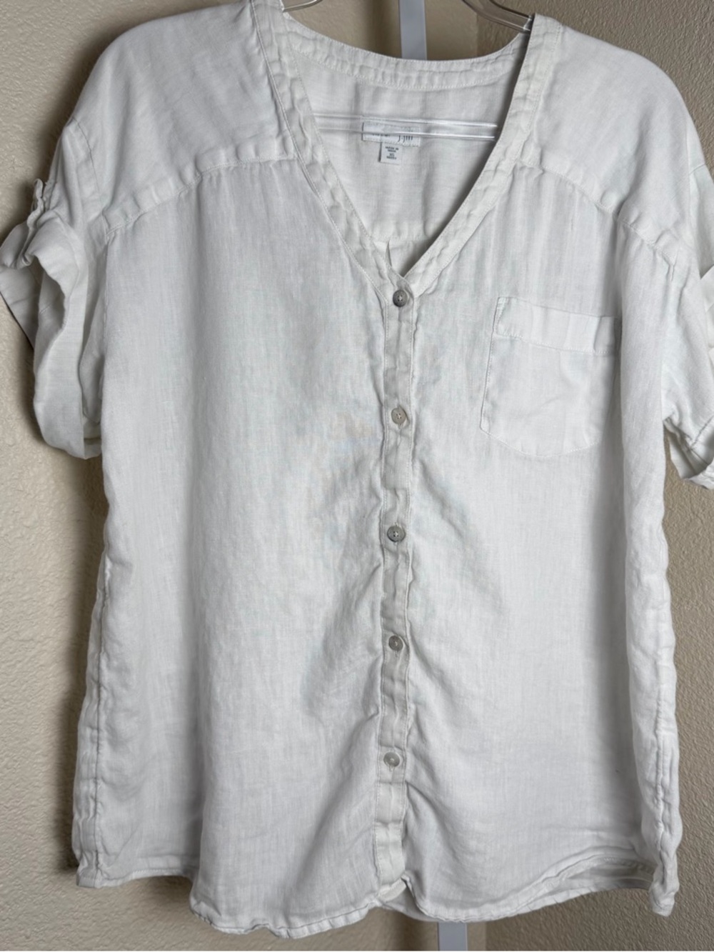Love Linen J. Jill Button Front Blouse XS Natural Fibers Sustainable Lagenlook